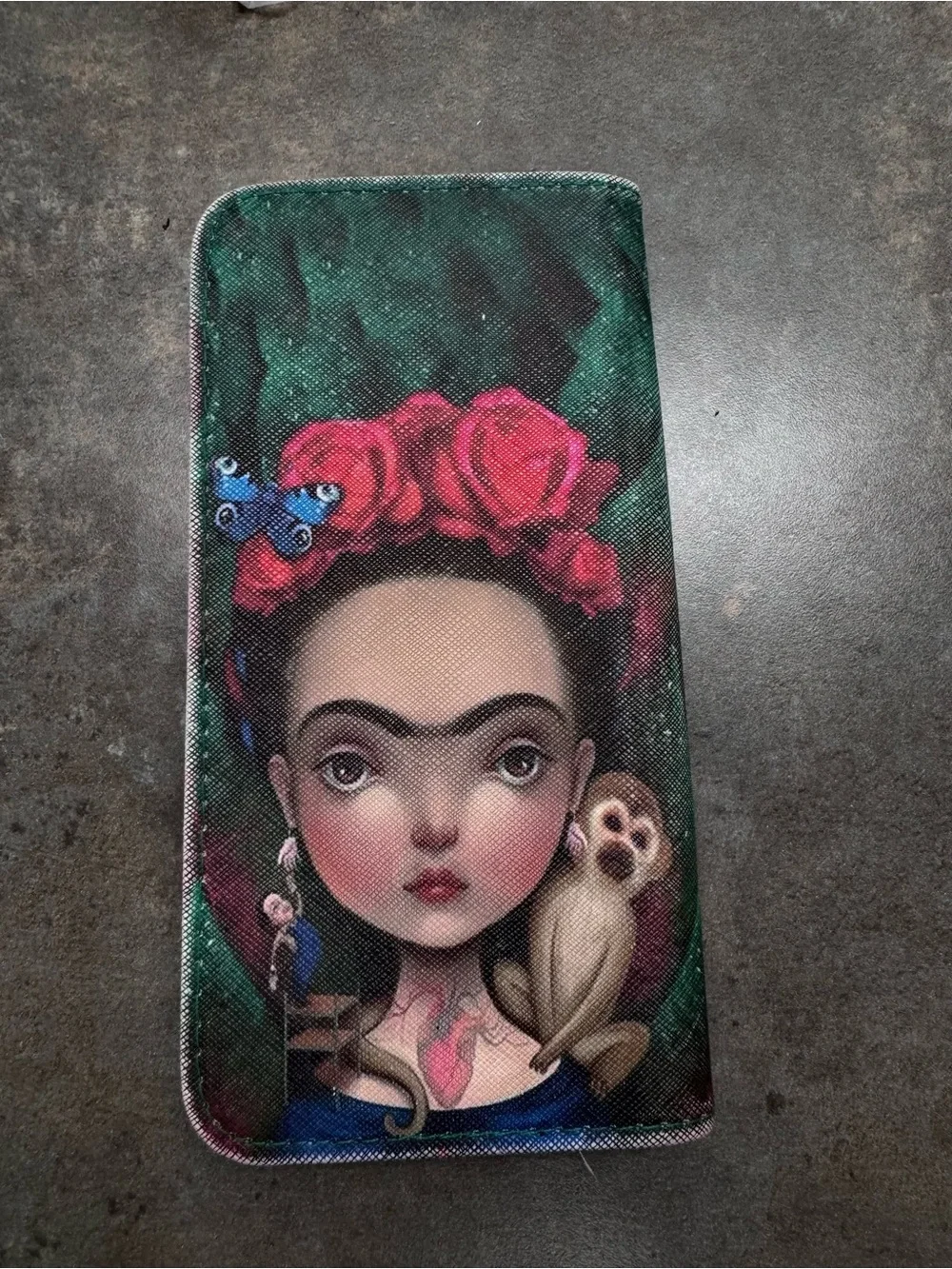 Green Frida Kahlo Art Zip Wallet - Women's Accessories